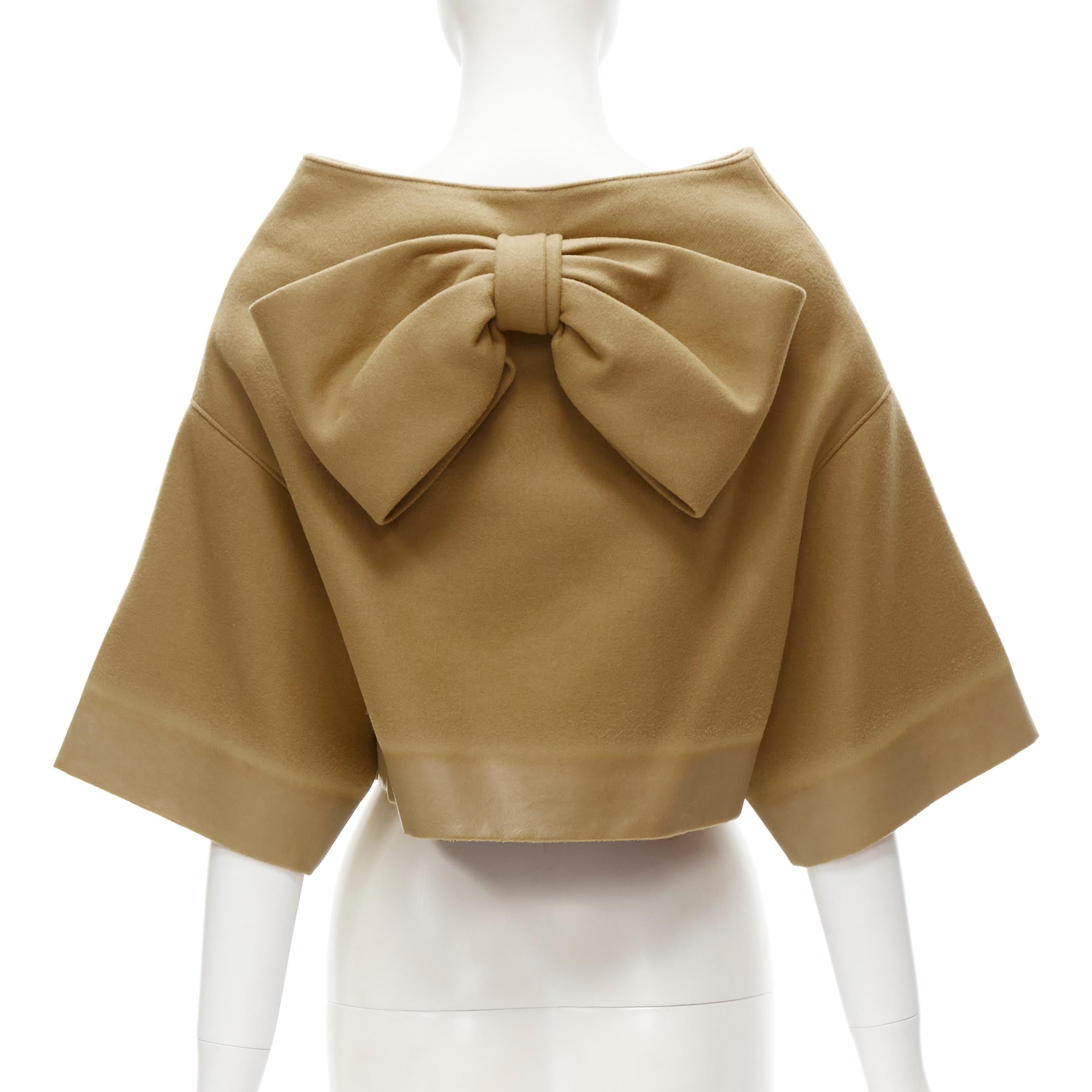 PRADA 2018 Runway beige Sports logo cocoon cape jacket S 1