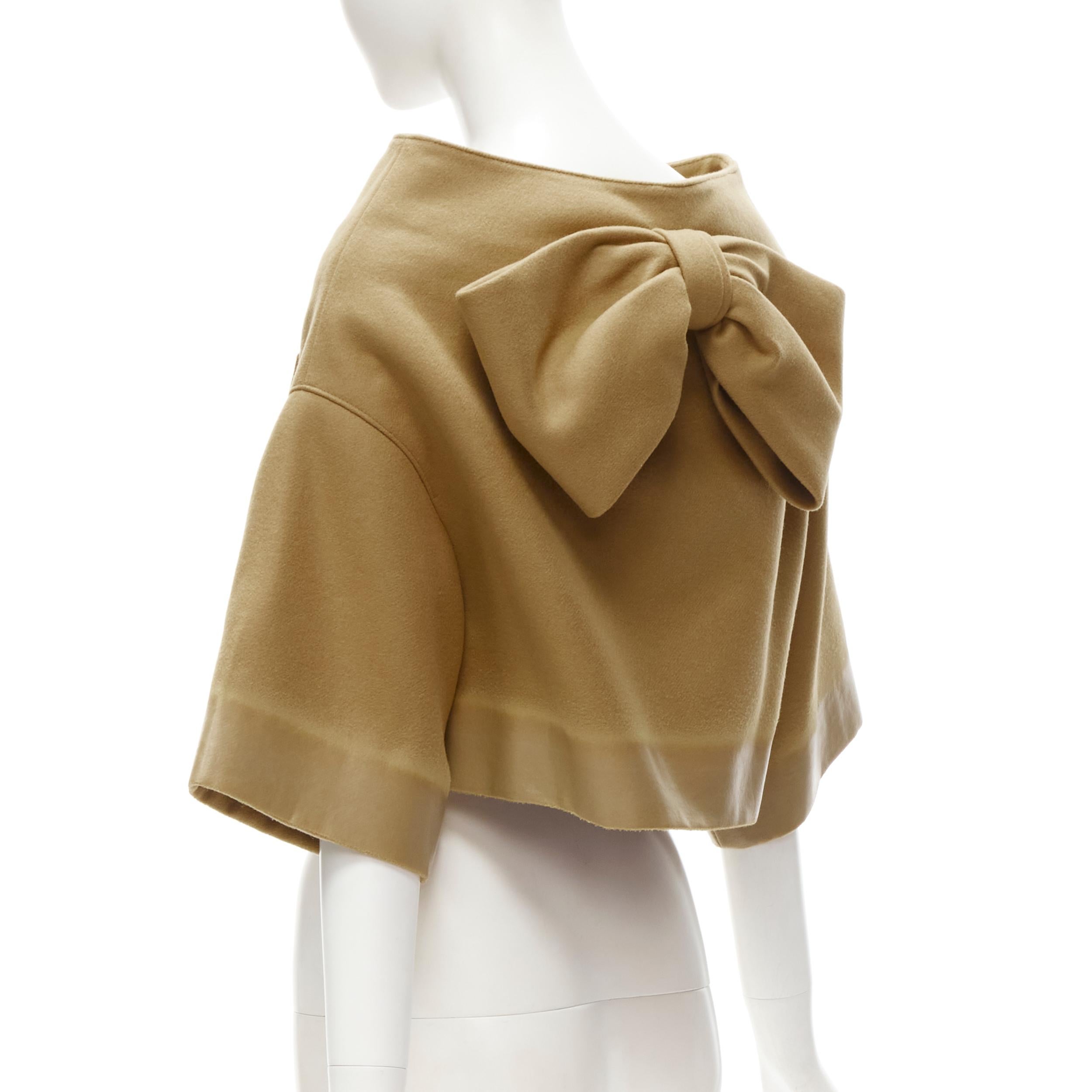 PRADA 2018 Runway beige Sports logo cocoon cape jacket S 2