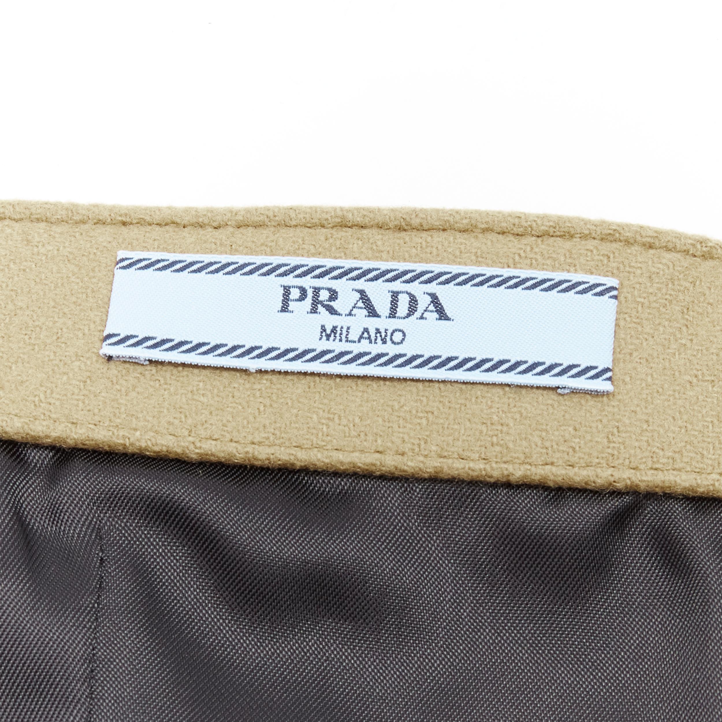 PRADA 2018 Runway brown Sports Logo rubber badge wool strapless bustier S For Sale 4