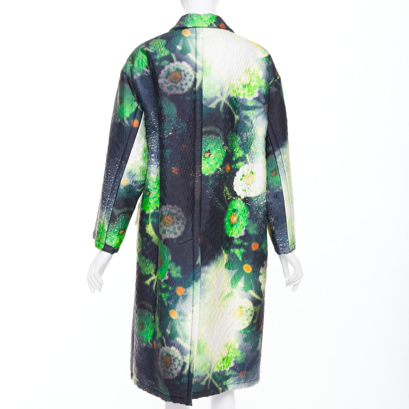 De las mujeres PRADA 2018 Pasarela verde negro flor estampado gota de lluvia chaqueta abrigo IT38 XS en venta