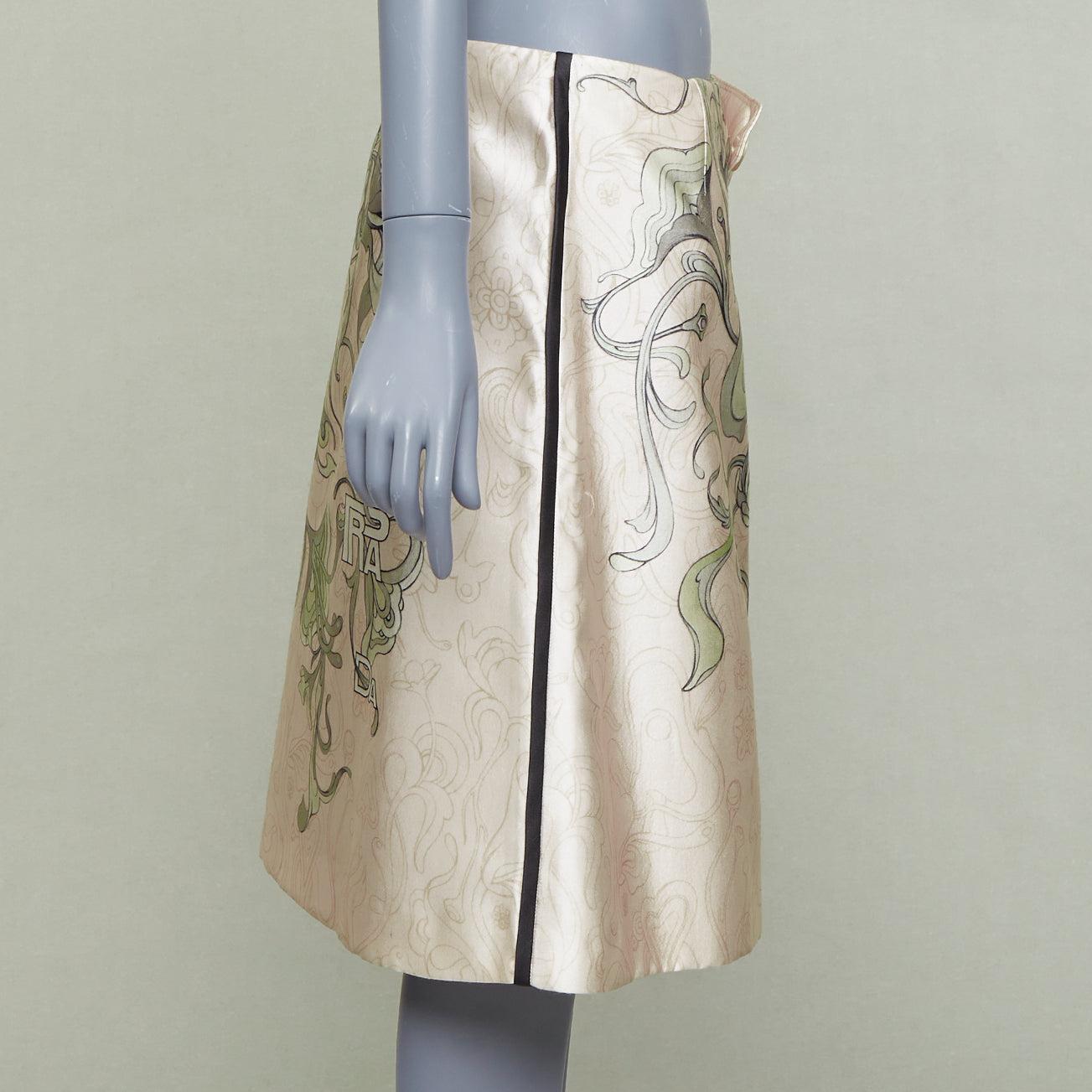 PRADA 2018 Runway James Jean Fairy print rubber tab wrap skirt IT42 M Bon état - En vente à Hong Kong, NT