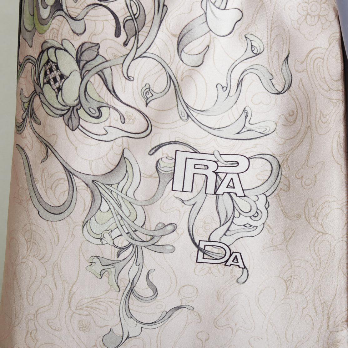 PRADA 2018 Runway James Jean Fairy print rubber tab wrap skirt IT42 M en vente 2
