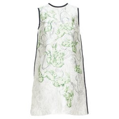 PRADA 2018 Runway James Jean rabbit liberty silk blend piping mini dress IT38 XS