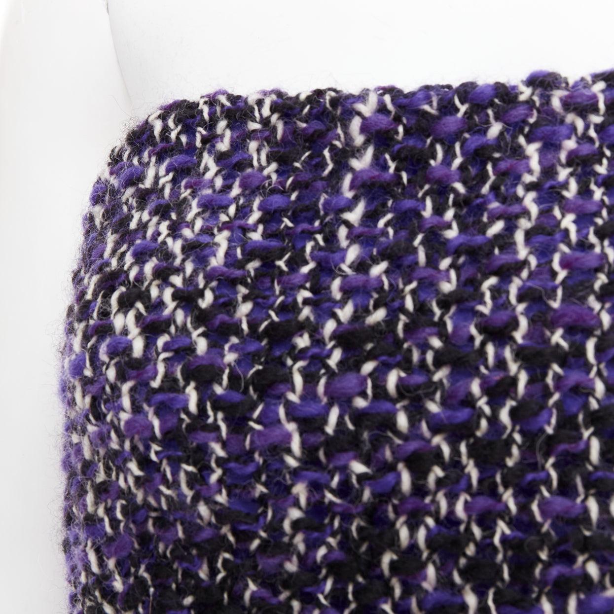 PRADA 2018 Runway purple wool tweed rubber badge strapless bustier tube top IT40 For Sale 2