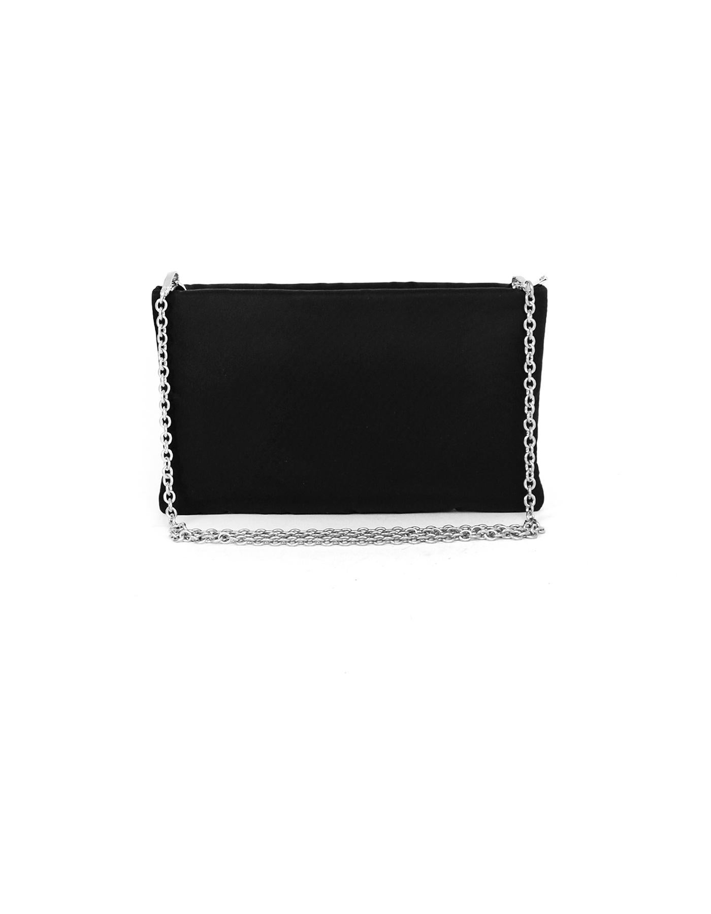 Prada 2019 Black Nylon Crystal Embellished Clutch/Crossbody Bag rt $1, 690 In Excellent Condition In New York, NY