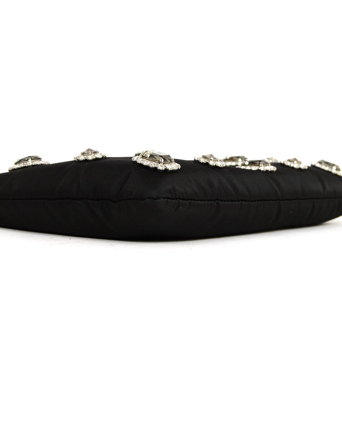 Women's Prada 2019 Black Nylon Crystal Embellished Clutch/Crossbody Bag rt $1, 690