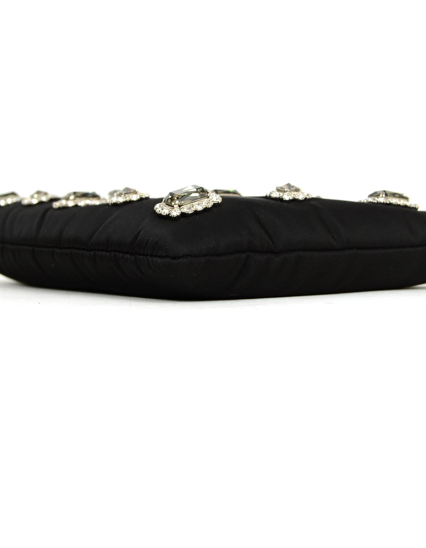 Prada 2019 Black Nylon Crystal Embellished Clutch/Crossbody Bag rt $1, 690 1