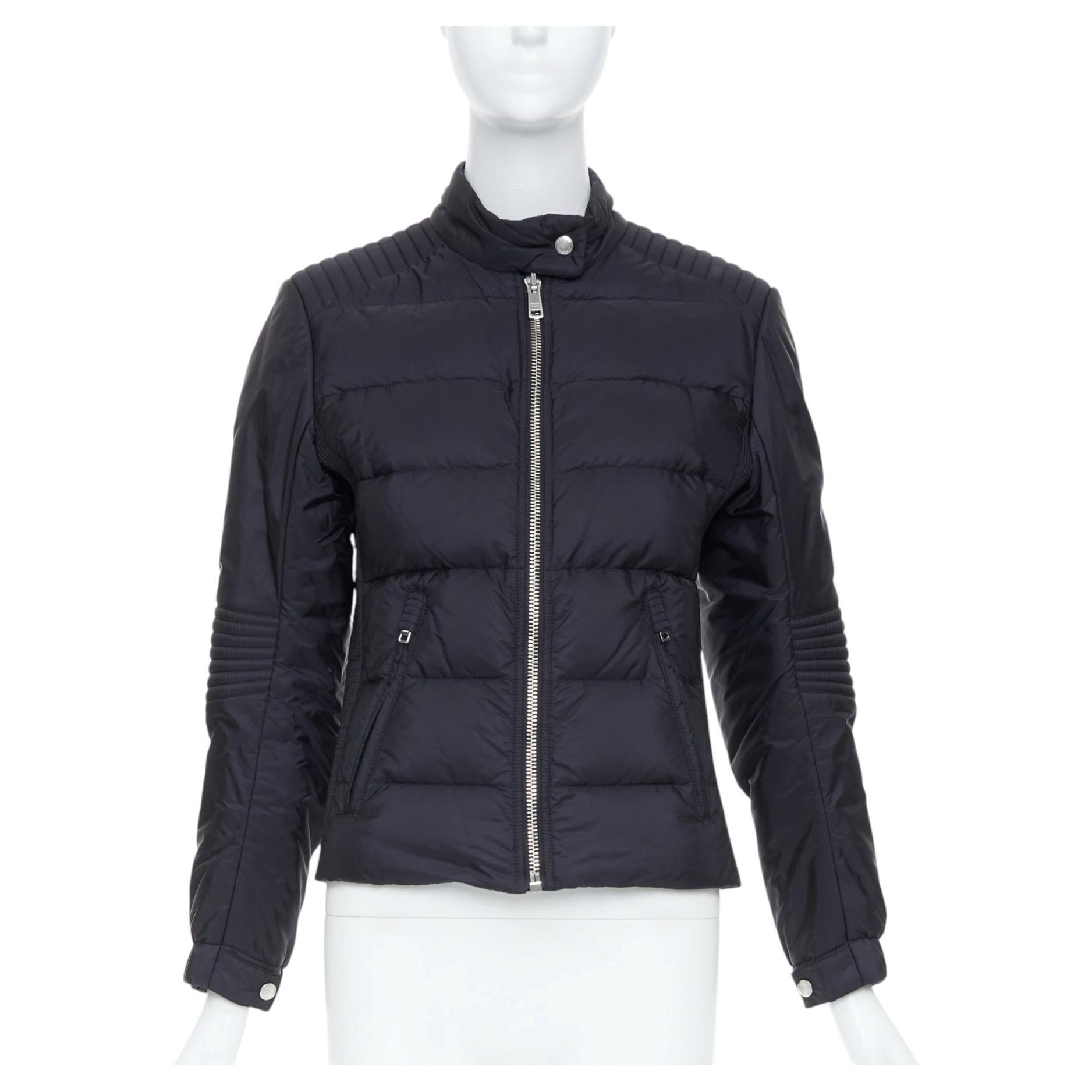 Pre-owned Miuccia Prada Prada 2019 Black Quilted Polyamide Down Biker Padded Jacket It40 S