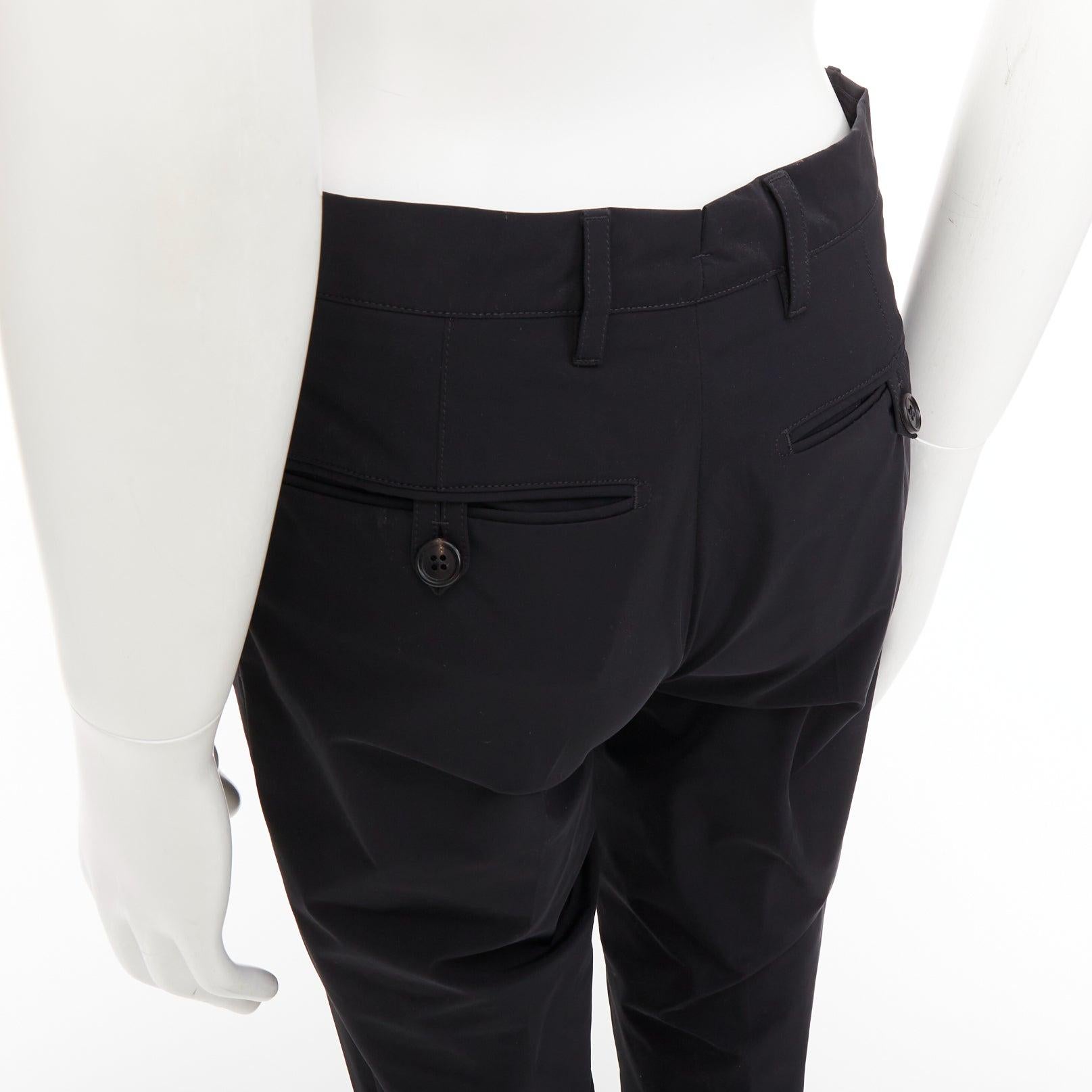 PRADA 2019 noir nylon brillant robe taille moyenne pantalon cropped IT44 XS en vente 2