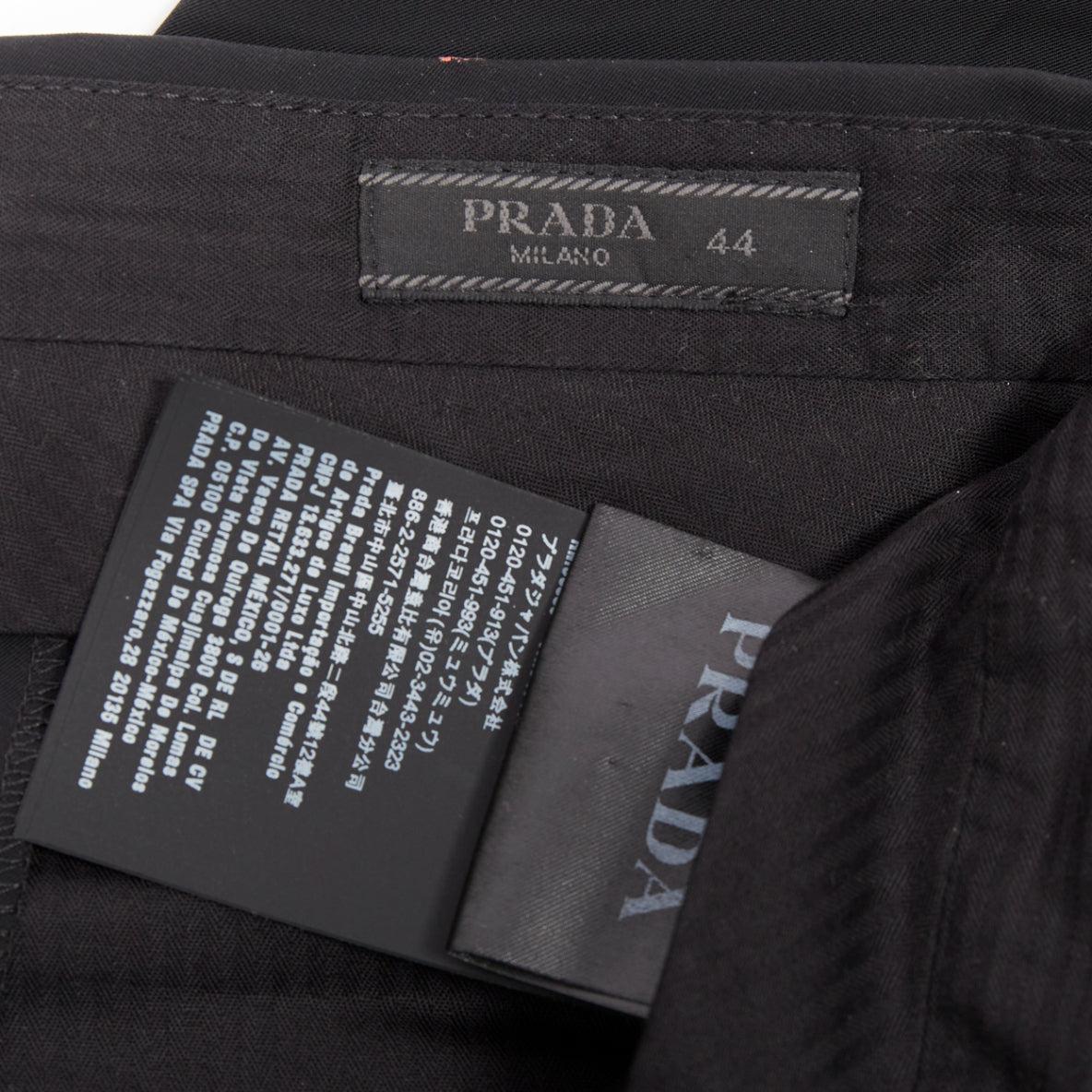 PRADA 2019 noir nylon brillant robe taille moyenne pantalon cropped IT44 XS en vente 3