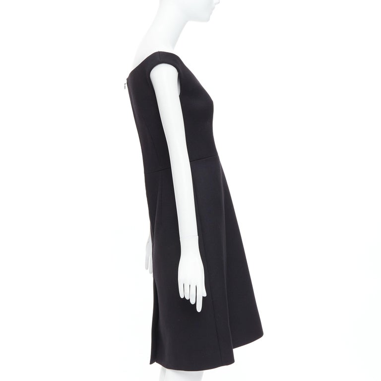 PRADA 2019 black virgin wool off shoulder sculptural mini dress IT40 S at  1stDibs