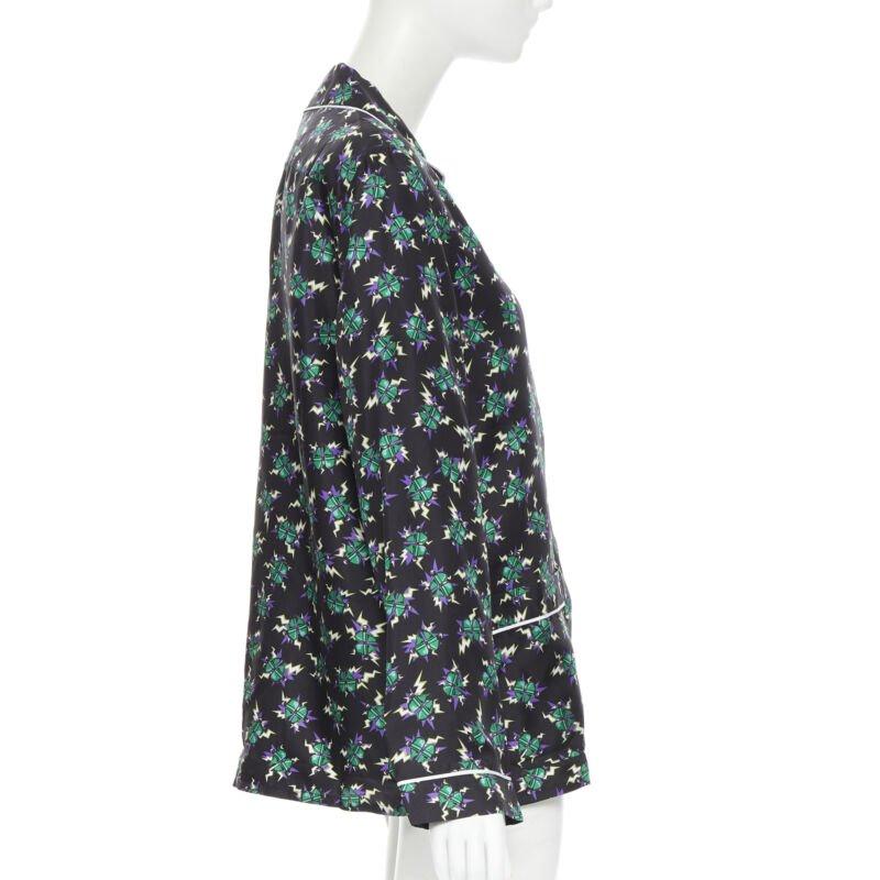 PRADA 2019 Frankenstein Micro Heart black print 100% silk pyjama shirt top M In New Condition For Sale In Hong Kong, NT