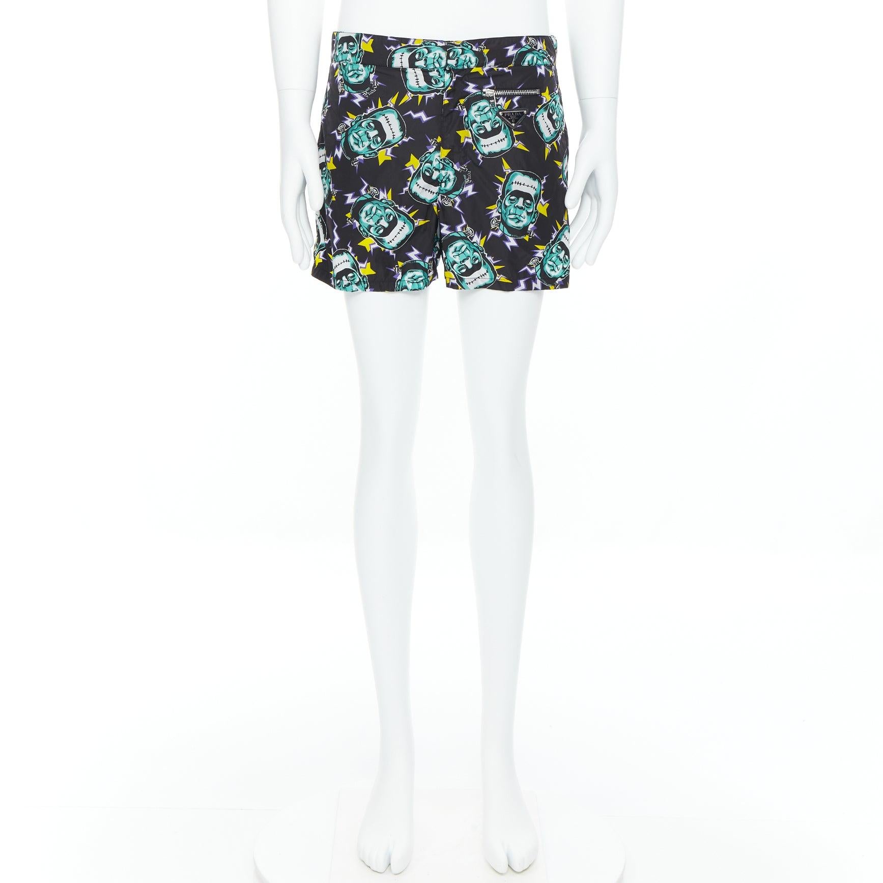 PRADA 2019 Frankenstein print nylon triangle logo swimming shorts IT48 M 7