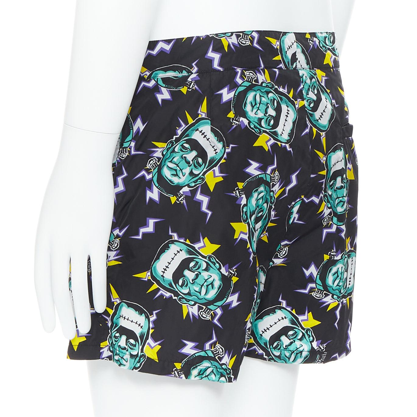 Men's PRADA 2019 Frankenstein print nylon triangle logo swimming shorts IT48 M