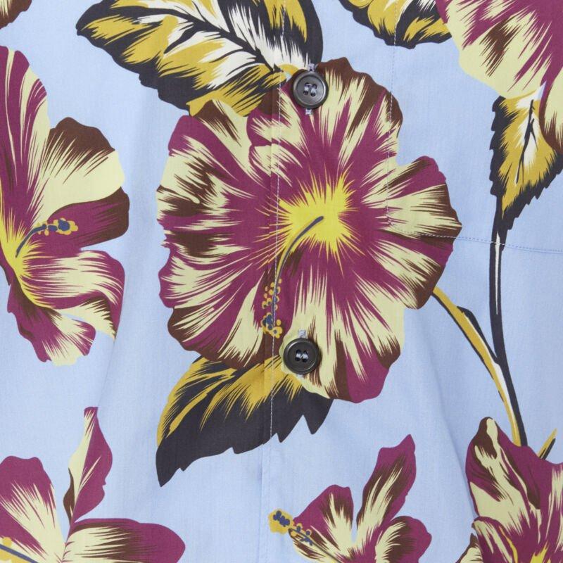 PRADA 2019 Hibiscus floral print short sleeve Hawaiian bowling camp shirt M For Sale 4