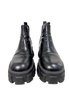 Prada 2019 Monolith Black Leather Chunky Lug Sole Chelsea Boots IT 38