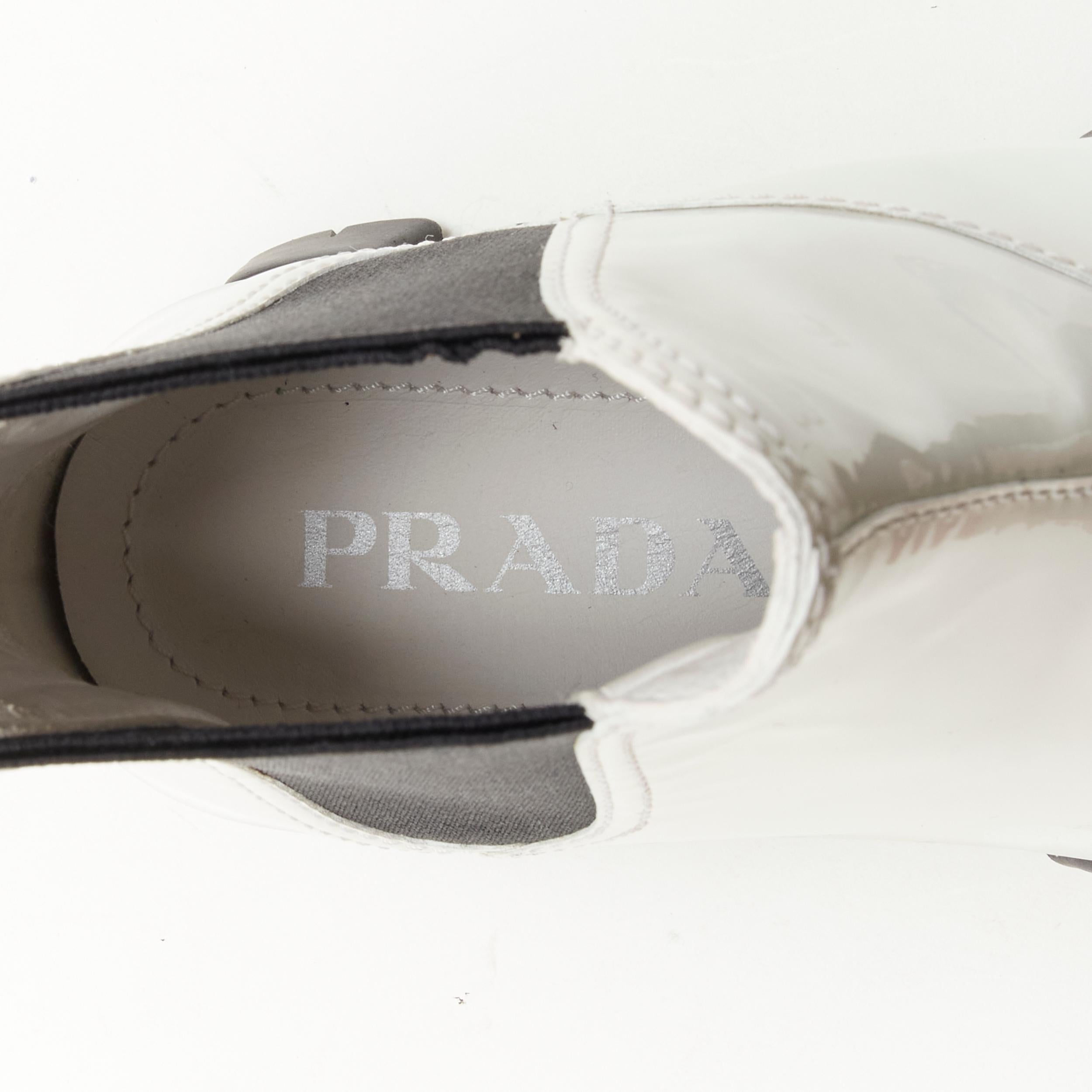 PRADA 2019 Monolith, stivaletto con zeppa in vernice bianca  EU36 in vendita 4
