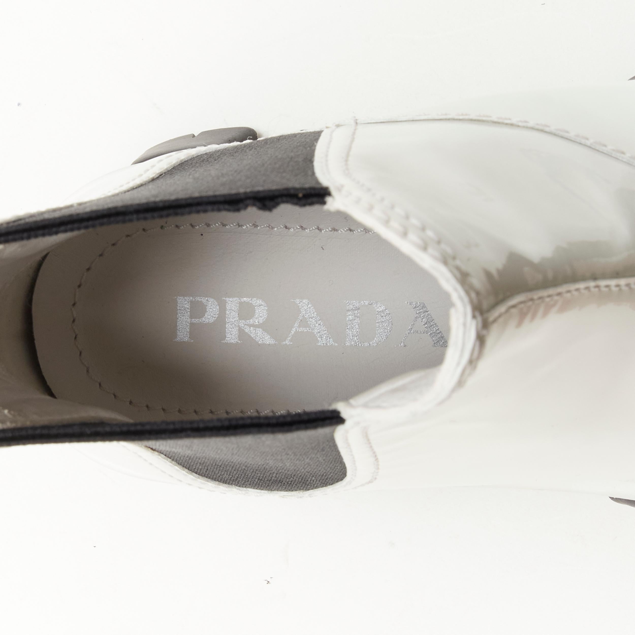 PRADA 2019 Monolith white patent lug sole platform ankle boot  EU36 For Sale 2