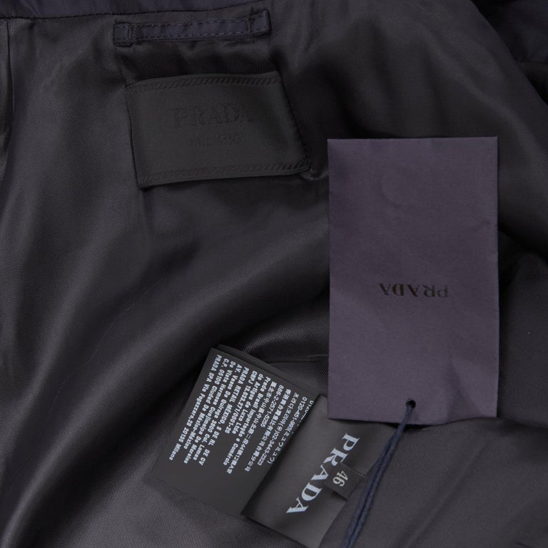 PRADA 2019 navy blue nylon zip front dual pocket minimal jacket