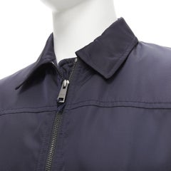 PRADA 2019 navy blue nylon zip front dual pocket minimal jacket IT46 S