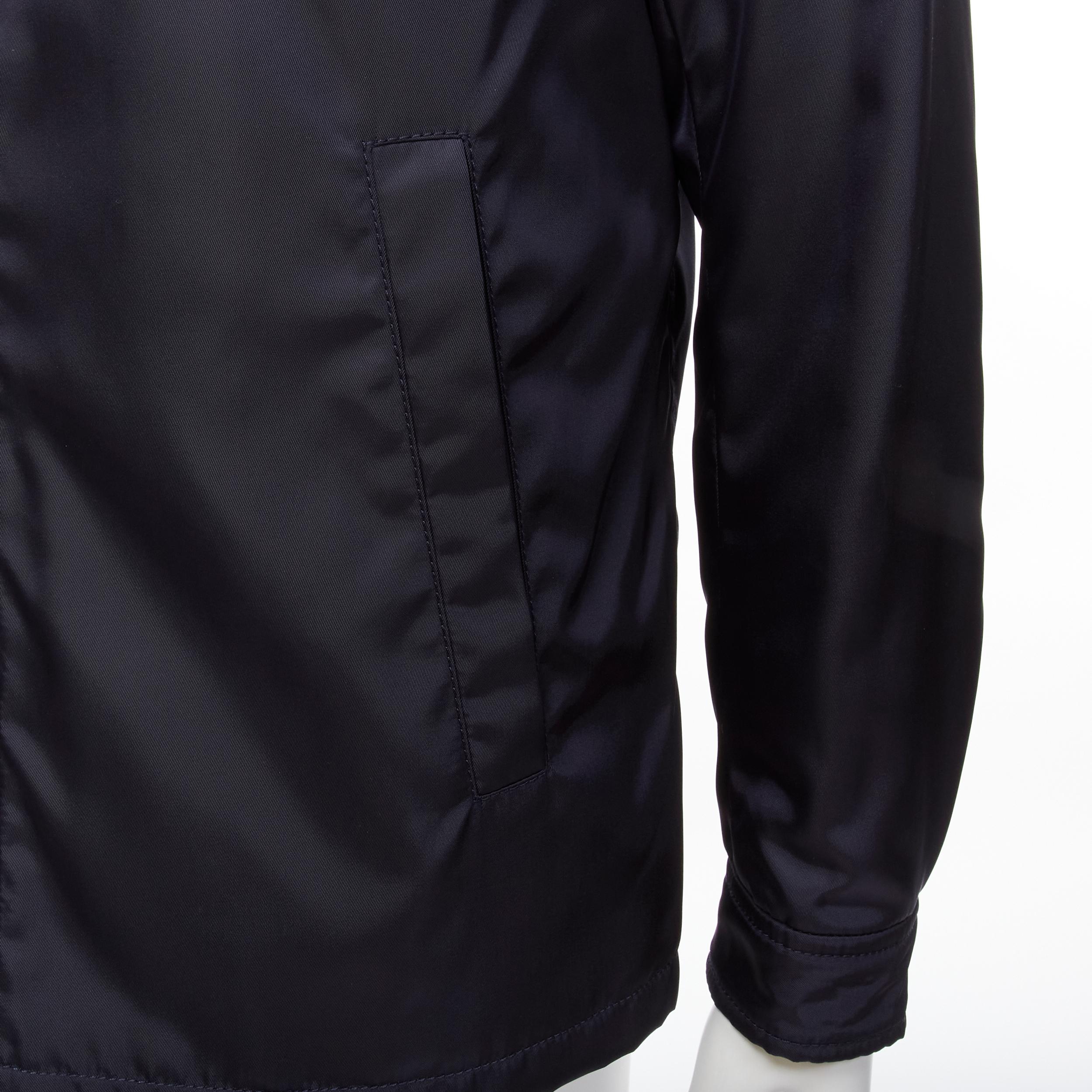PRADA 2019 navy blue nylon zip front dual pocket minimal jacket IT46 S For Sale 3