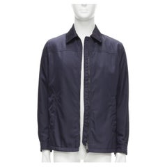 PRADA 2019 navy blue nylon zip front dual pocket minimal jacket IT46 S