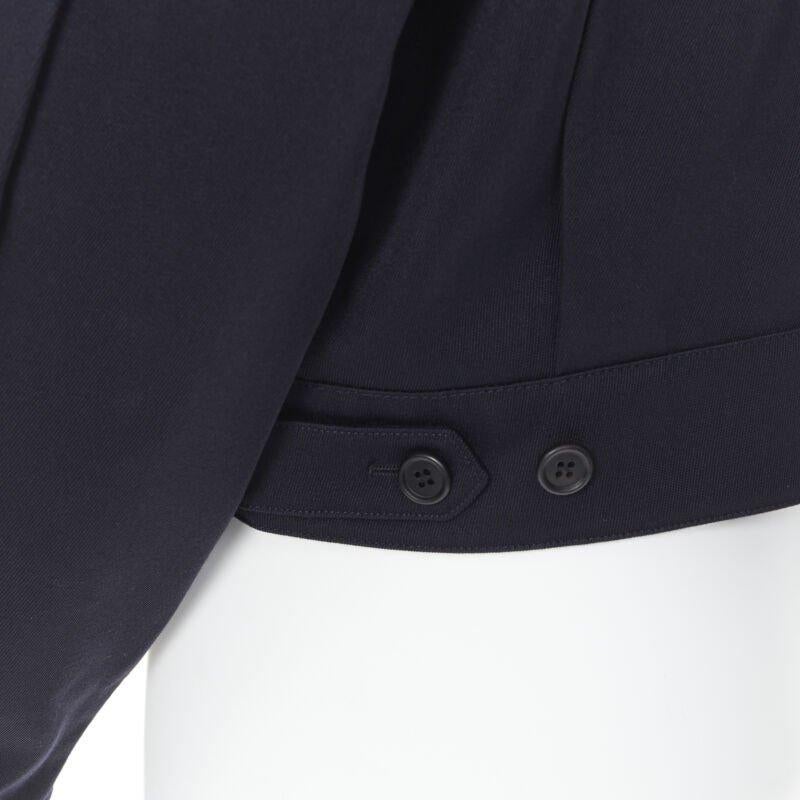 PRADA 2019 navy blue wool triangle pocket cropped zip up hoodie jacket L en vente 5