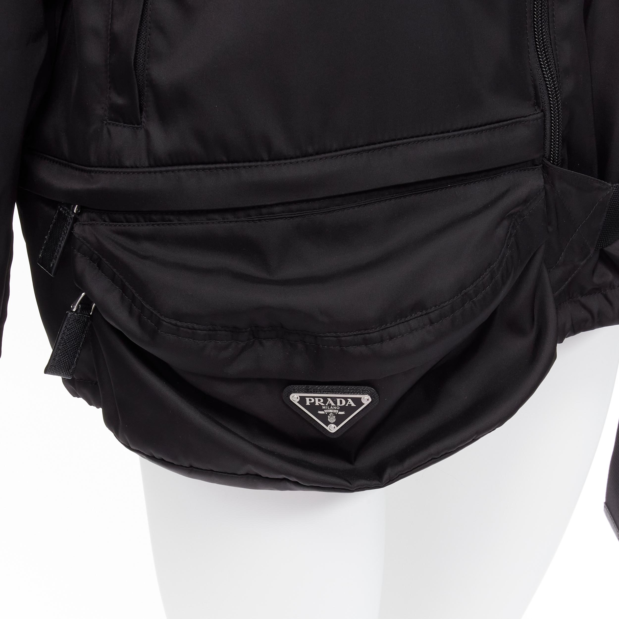 PRADA 2019 black nylon triangle logo waist bag buckle hooded windbreaker jacket IT36 XXS
Reference: TGAS/D00125
Brand: Prada
Designer: Miuccia Prada
Collection: 2019
Material: Nylon, Metal
Color: Black
Pattern: Solid
Closure: Zip
Lining: Black