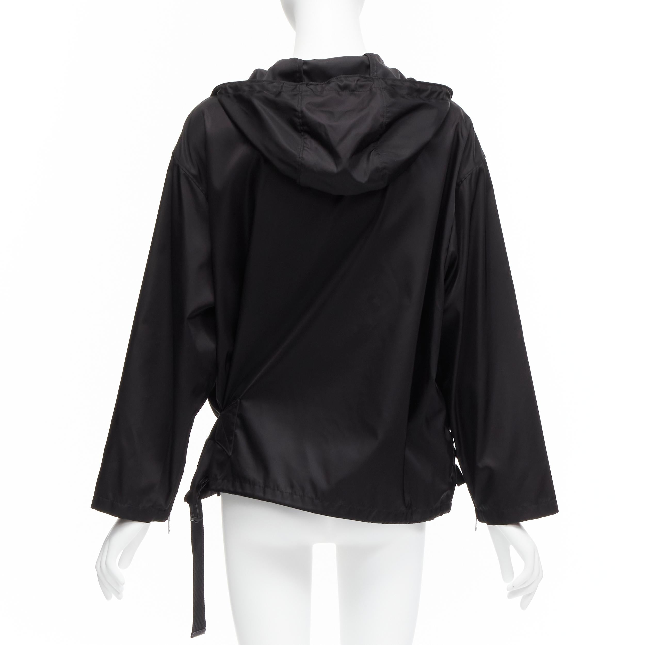 Women's PRADA 2019 nylon triangle logo waist bag buckle hooded windbreaker jacket IT36 X For Sale