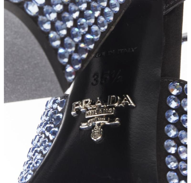 Prada 2019 Runway blue crystal diamond encrusted chunky heel EU35.5 in vendita 5
