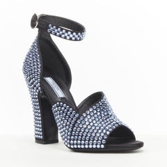 PRADA 2019 Runway blue crystal diamond encrusted chunky heel EU35.5