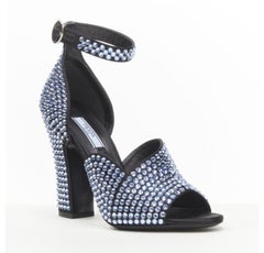 PRADA 2019 Runway blue crystal diamond encrusted chunky heel EU35.5
