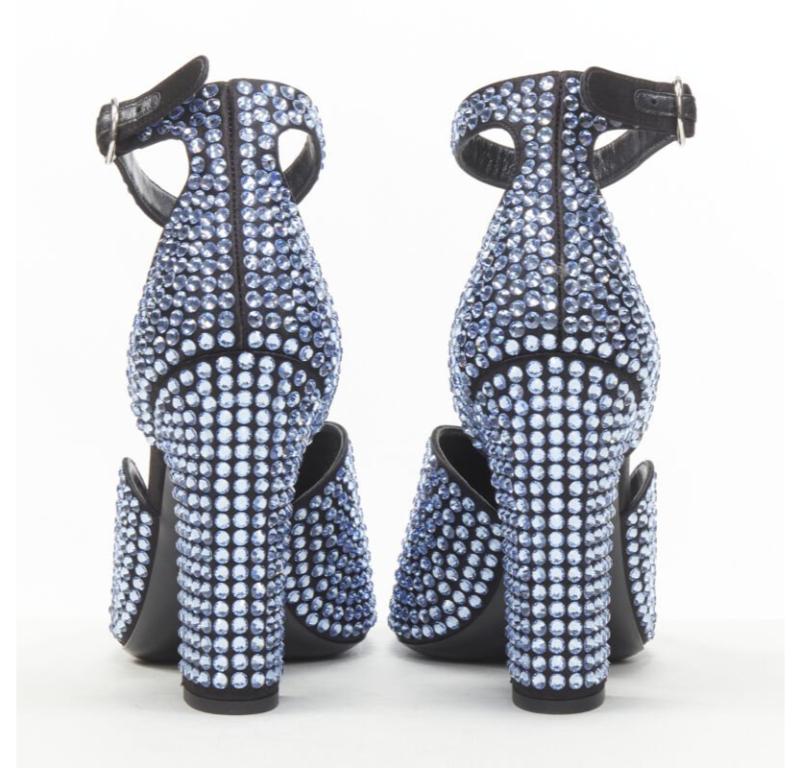 Donna Prada 2019 Runway blue crystal diamond encrusted chunky heel EU35.5 in vendita
