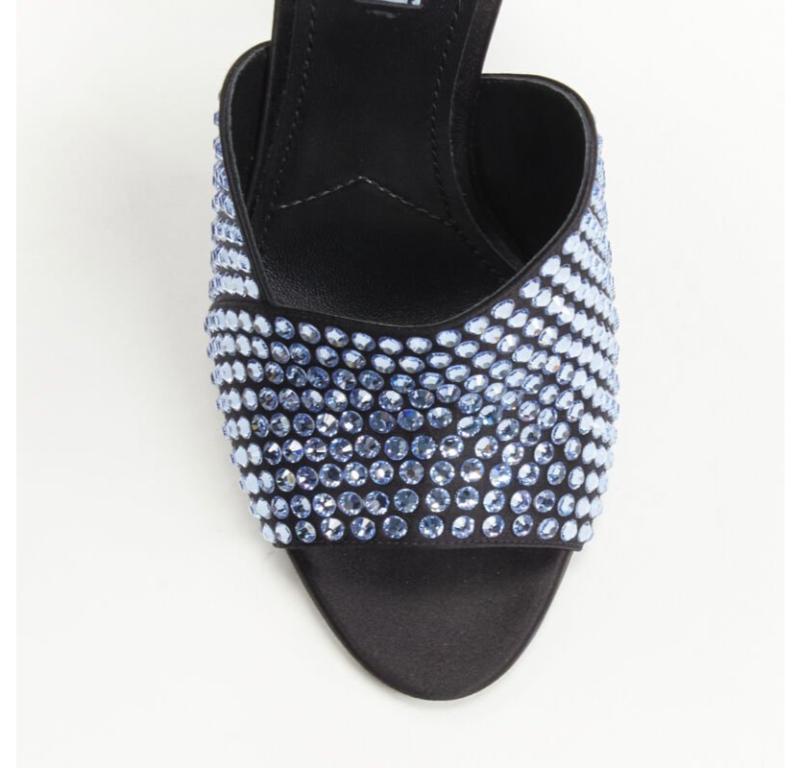 Prada 2019 Runway blue crystal diamond encrusted chunky heel EU35.5 in vendita 1