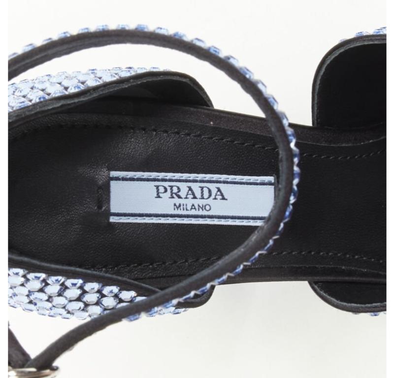 Prada 2019 Runway blue crystal diamond encrusted chunky heel EU35.5 in vendita 4