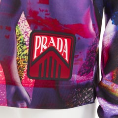 PRADA 2019  Runway purple psychedelic graphic print neoprene mock neck top M