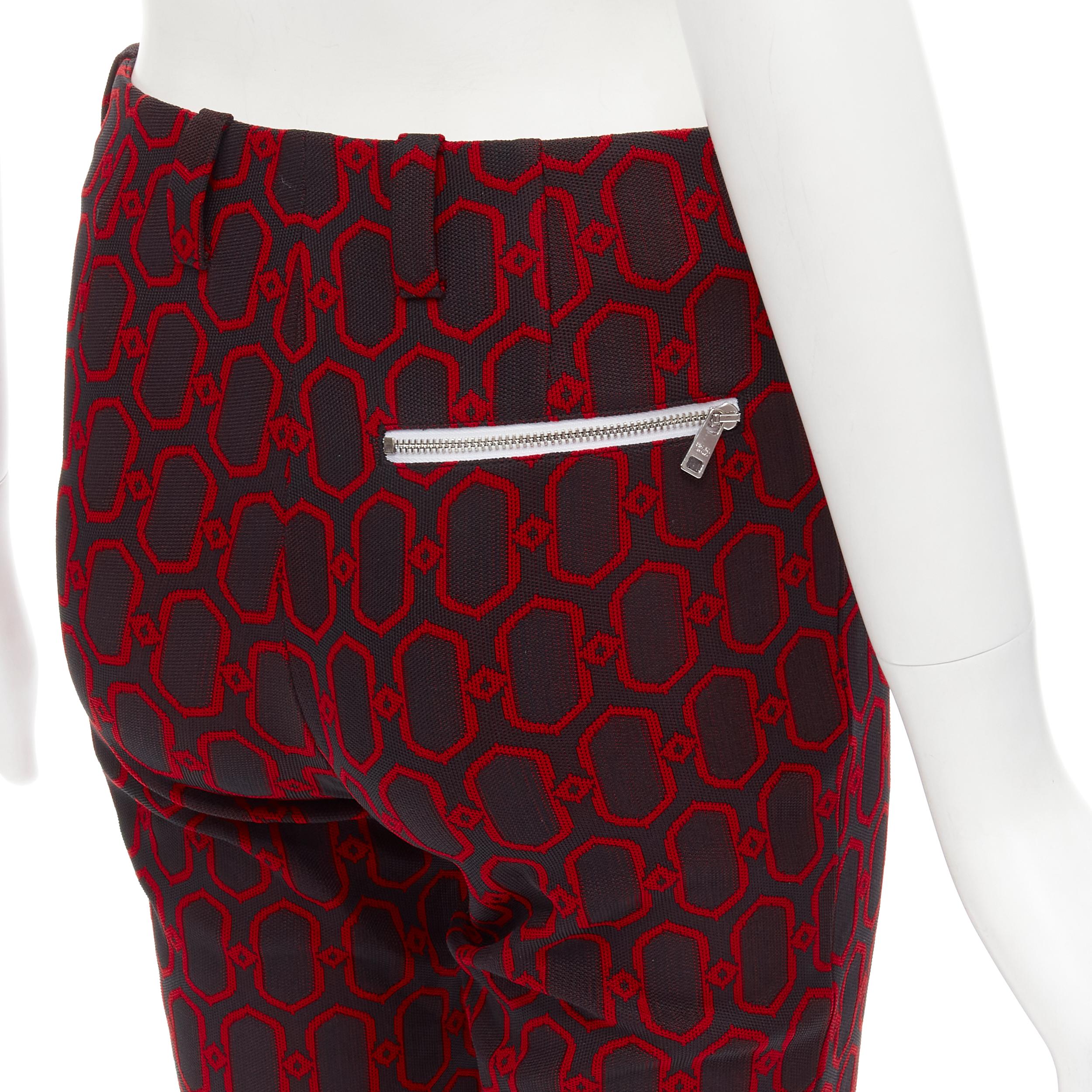 PRADA 2019 Runway Triangle plate black red knit knee length shorts S In Excellent Condition For Sale In Hong Kong, NT