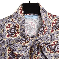 Prada 2019 Top Soie Parme FR40 Sarga de seda Ascot Blusa sin mangas UK12 US10