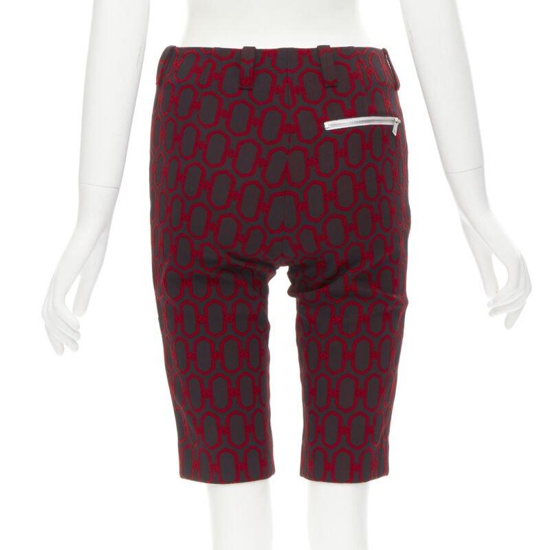 Women's PRADA 2019 Triangle plate black red knit knee length shorts S