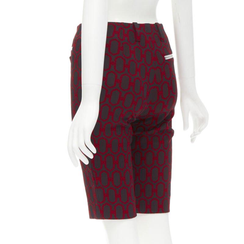 PRADA 2019 Triangle plate black red knit knee length shorts S 1
