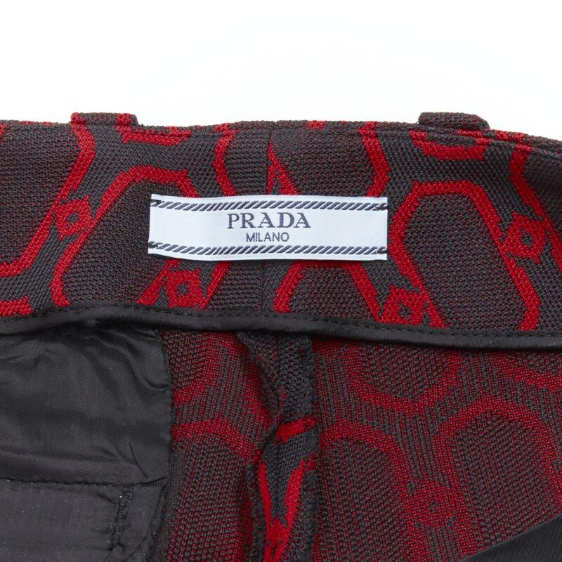 PRADA 2019 Triangle plate black red knit knee length shorts S 3