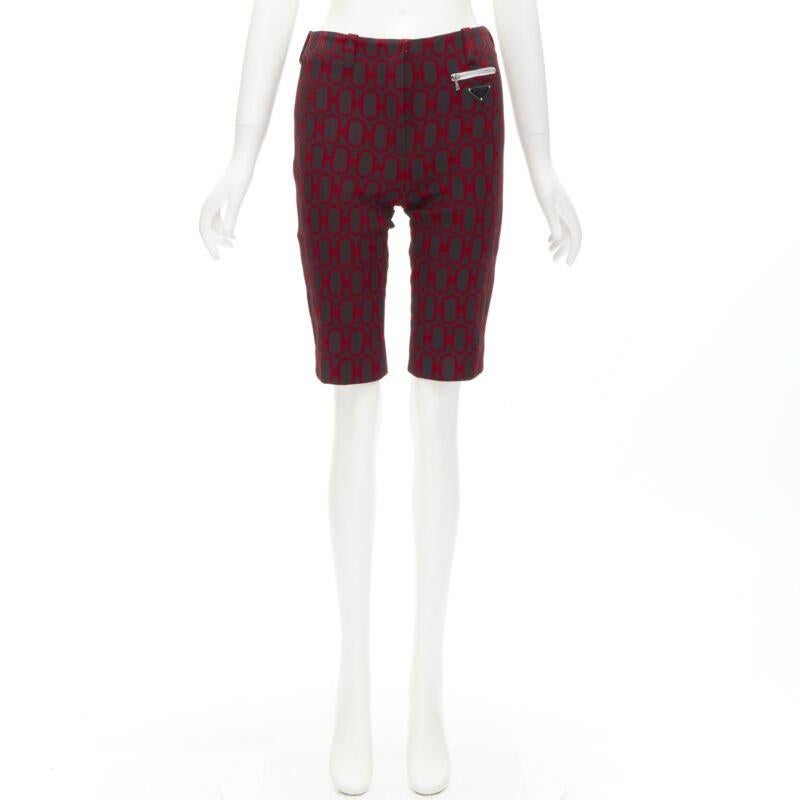 PRADA 2019 Triangle plate black red knit knee length shorts S 4