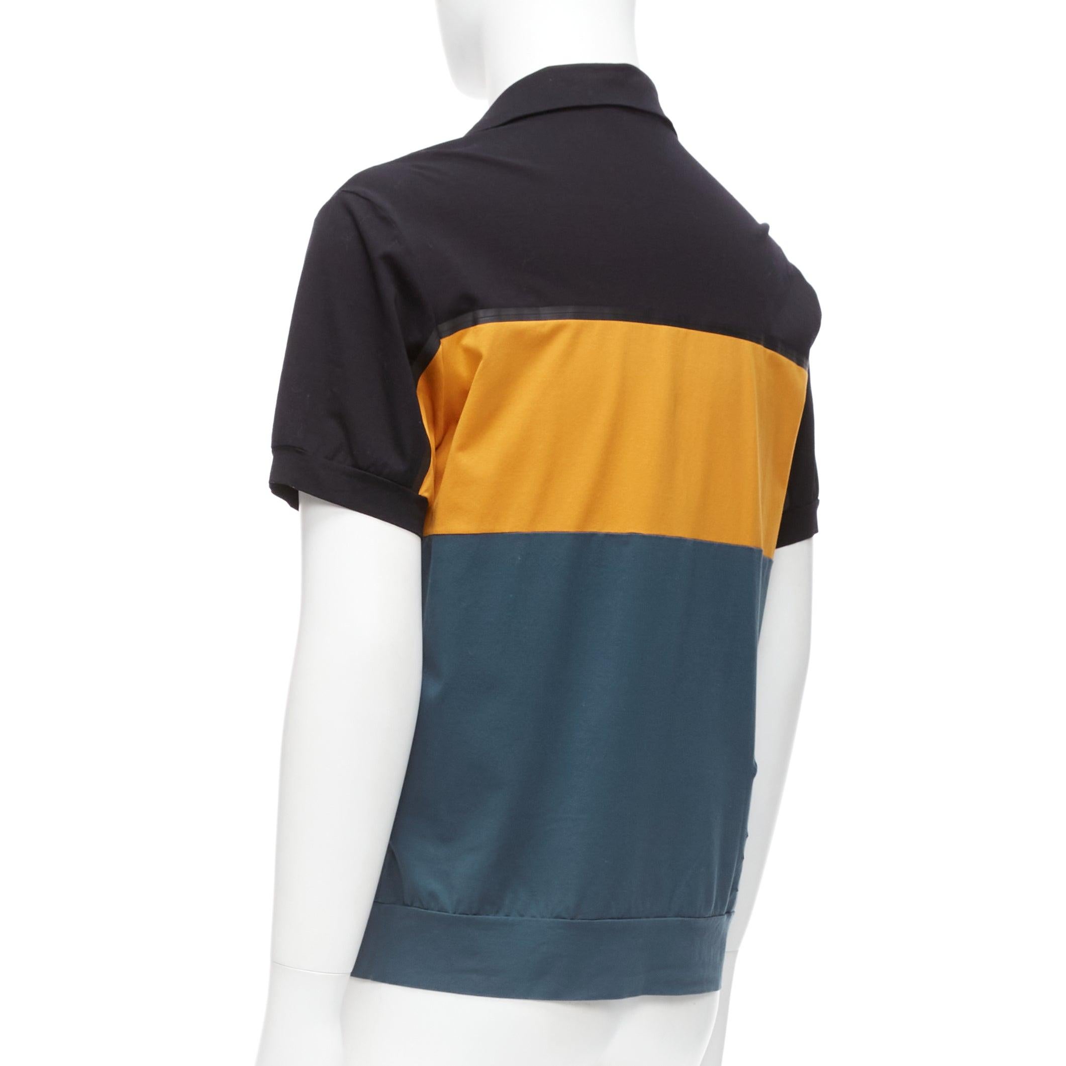 PRADA 2019 gelb grün schwarz Baumwollmischung Dreieckslogo halbes Reißverschluss-T-Shirt L im Angebot 2