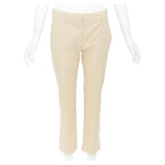 PRADA 2020: pantalones cortos de mezcla de algodón claro en color beige con el logotipo en blanco en la costura, talla IT40 S