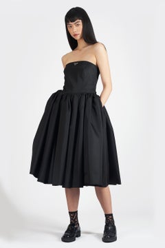 Prada 2020 Boned Bustier Strapless Recycled Polyamide/Silk Midi Dress