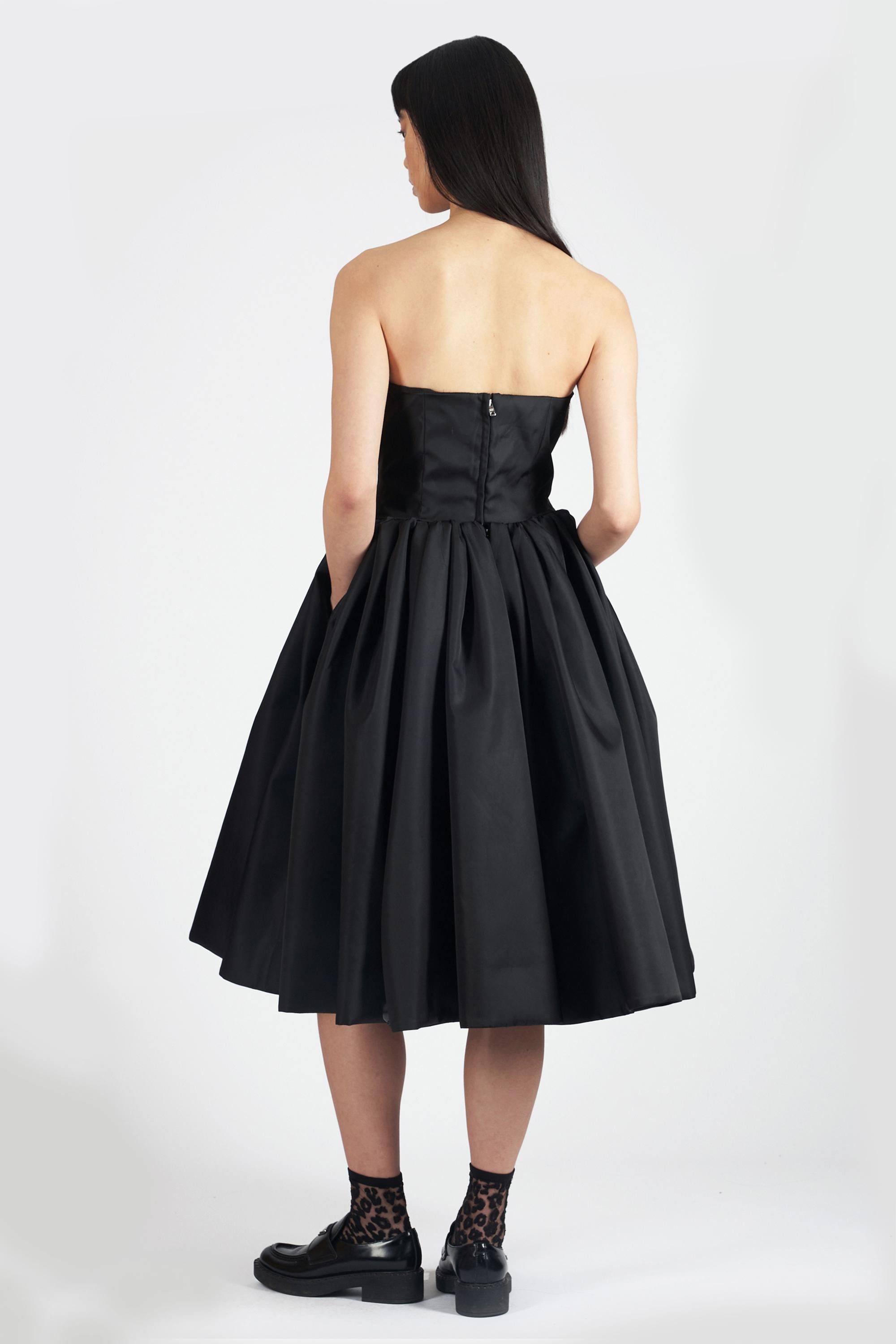 Women's or Men's Prada 2020 Boned Bustier Strapless Recycled Polyamide/Silk Midi Dress For Sale