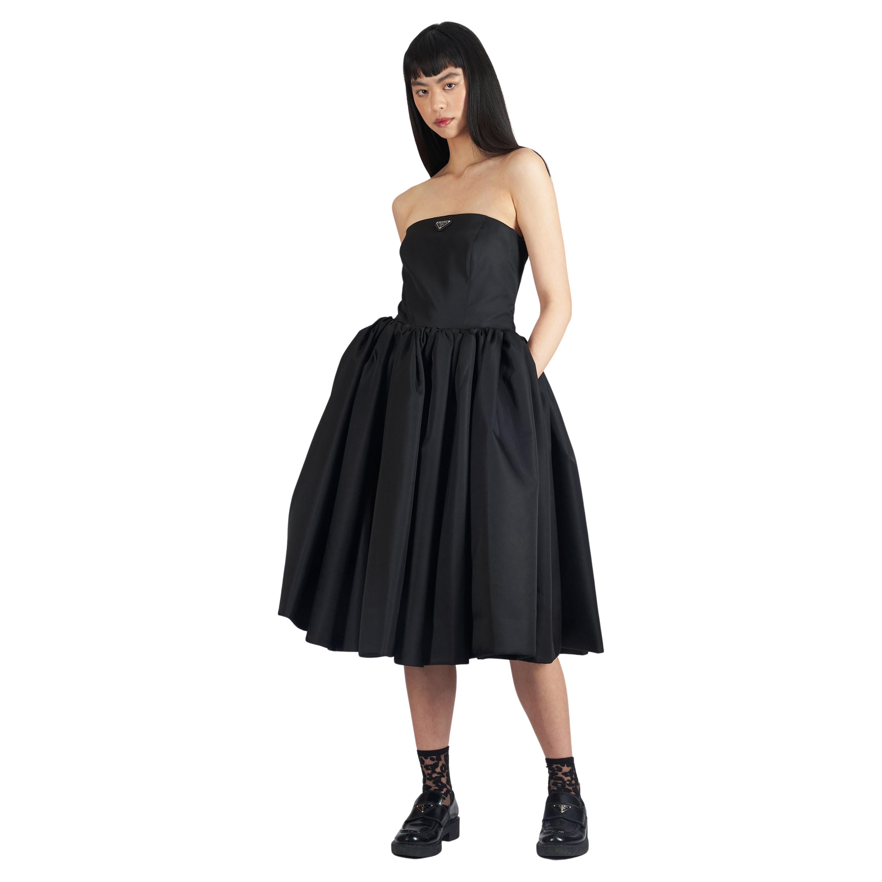 Prada 2020 Boned Bustier Strapless Recycled Polyamide/Silk Midi Dress For Sale