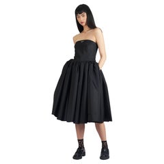 Prada 2020 Trägerloses Midikleid aus recyceltem Polyamide/Silber mit Boned-Bustier
