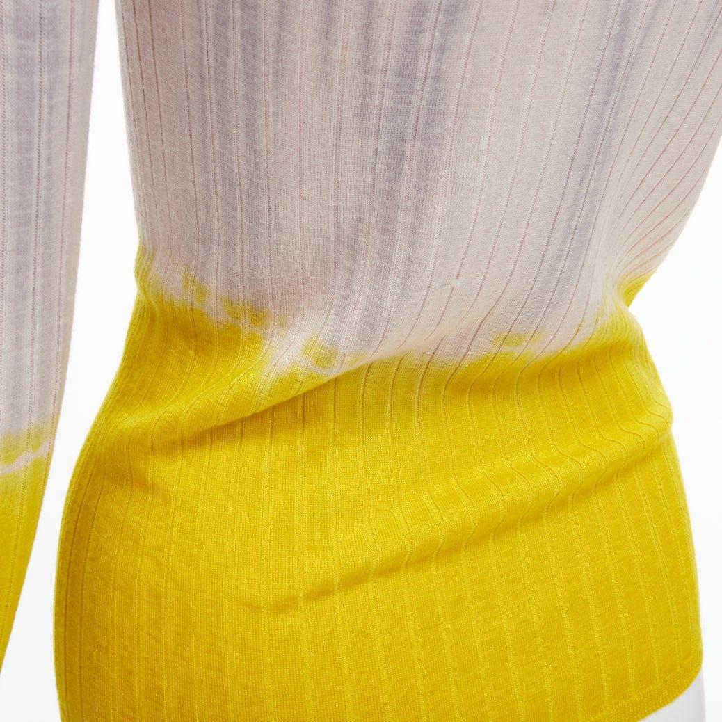 PRADA 2020 gris beige amarillo ombre jersey de punto acanalado de manga larga IT36 XXS en venta 3