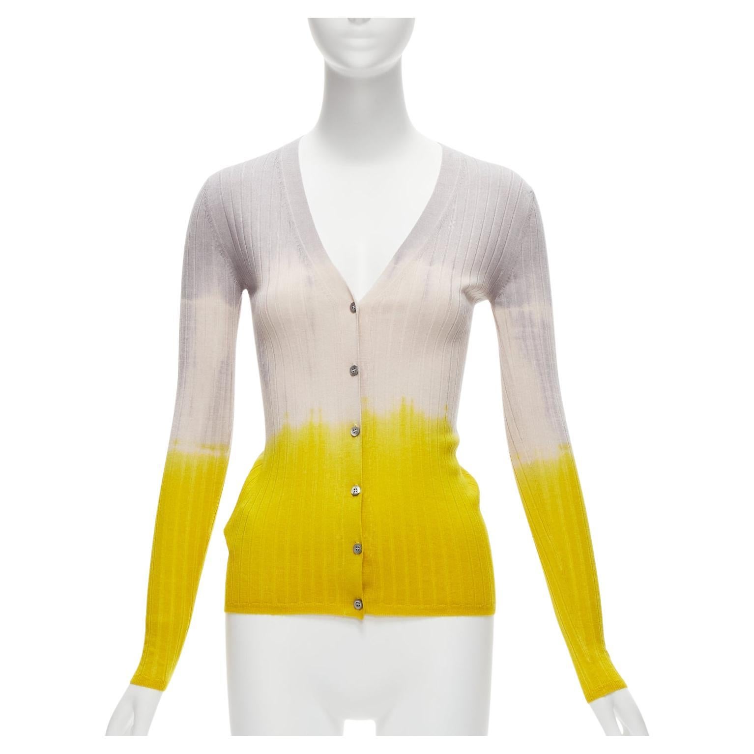 PRADA 2020 gris beige amarillo ombre jersey de punto acanalado de manga larga IT36 XXS en venta